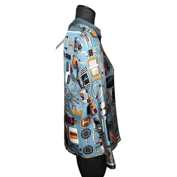 Hermes NWT Luxurious Silk Twill Buckles Blouse Shirt Size 38 Made In France - Picture 4 of 14